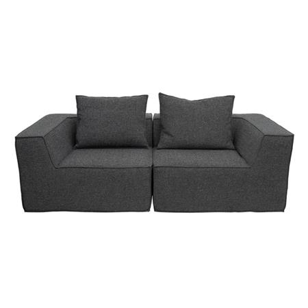 Sofá Modular de 2 plazas NANUK, Grueso Acolchado, en Tela color Gris Oscuro