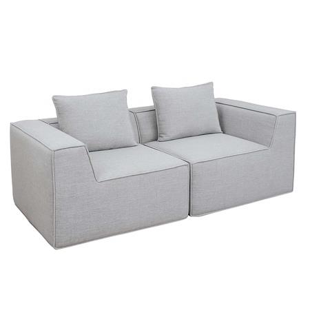 Sofá Modular de 2 plazas NANUK, Grueso Acolchado, en Tela color Gris claro