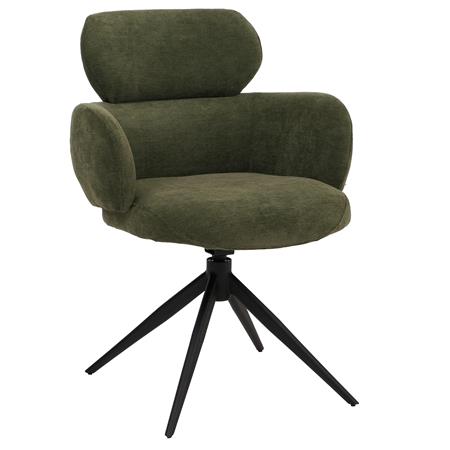 Silla de Confidente LINDEN, Gitaroria 360º, Grueso Acolchado, en Tela color Verde oliva