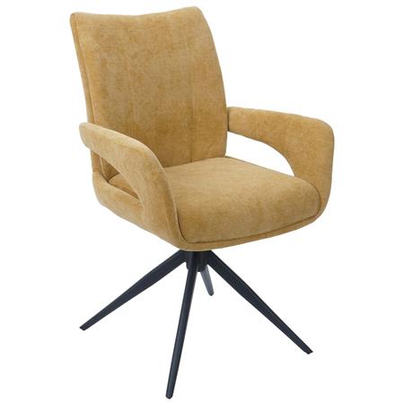 Silla de Confidente LELIA, Giratoria, Diseño Moderno, en Tela color Amarillo