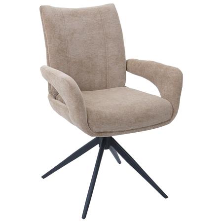 Silla de Confidente LELIA, Giratoria, Diseño Moderno, en Tela color Marrón Claro