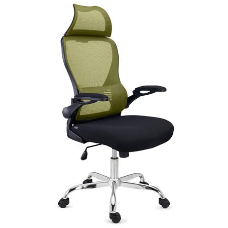 Silla de Oficina CORFU, Reposacabezas, Brazos Abatibles, Diseño Ergonómico, En Verde