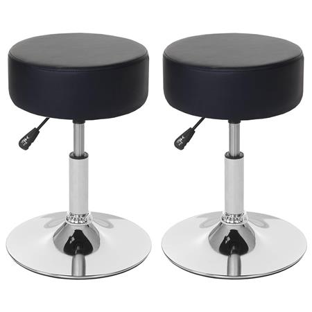 Lote de 2 Taburetes DANKO, Giratorio 360º, Grueso Acolchado, Base Metálica, en Piel color Negro