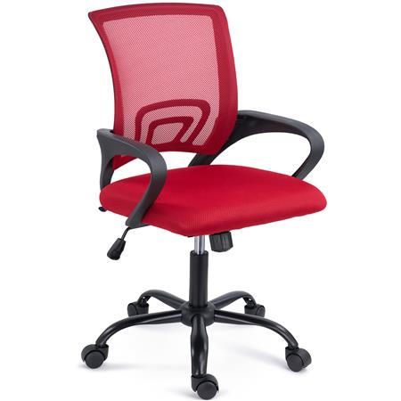 DEMO# Silla de Oficina SEUL BLACK, Base Metálica Negra, Soporte lumbar, Color Rojo