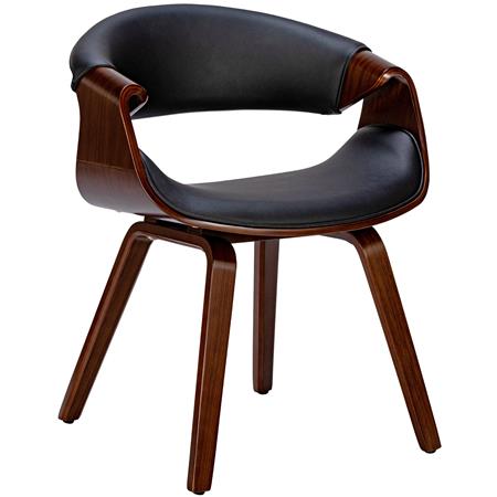 DEMO# Silla de Confidente MARGOT, Diseño Exclusivo, Estructura en Madera, en Piel color Negro