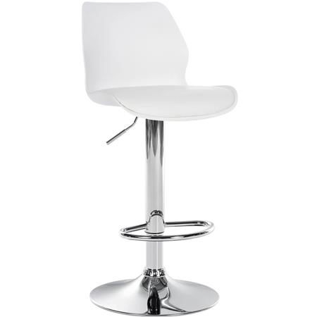 Taburete de oficina DALIAN, Moderno y Versátil, Tapizado en Piel, Color Blanco