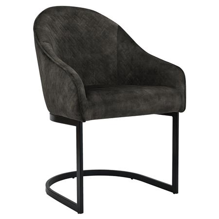 Silla de Confidente TIKA, Grueso Acolchado, Estructura Metálica, en Terciopelo color Marrón Oscuro