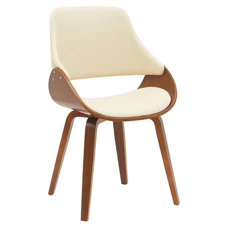 Silla de Confidente NESKA PIEL, Diseño Moderno, en Madera Nogal, color Crema