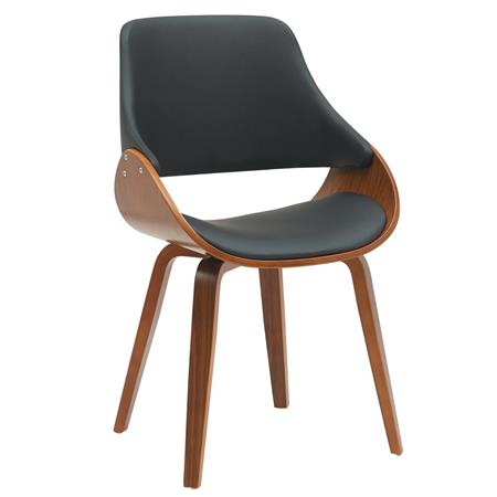 Silla de Confidente NESKA PIEL, Diseño Moderno, en Madera Nogal, color Negro