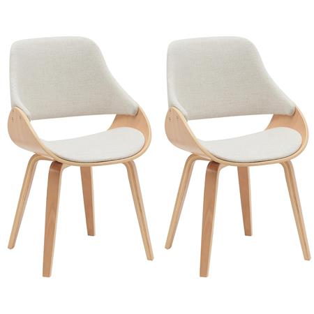 Lote de 2 Sillas de Confidente NESKA TELA, Diseño Moderno, en Madera Natural, color Crema