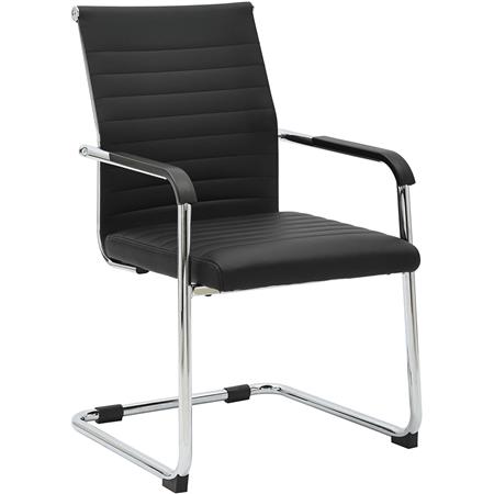 Silla de Confidente LINA, Elegante Diseño, Estructura Metálica, en Piel color Negro