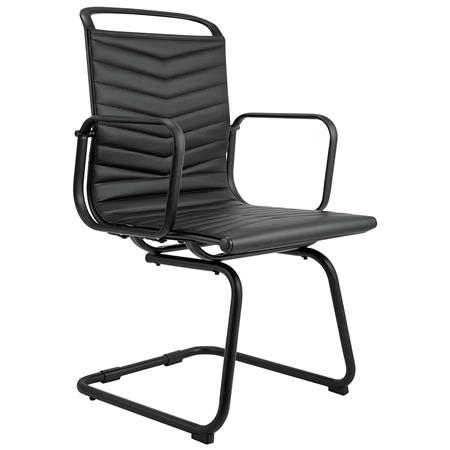 Silla de Confidente NIUTAL, Elegante Diseño, Estructura Metálica, en Piel color Negro