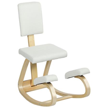 Silla Ergonómica de Rodillas MOLTY, con Respaldo, Tapizada en Lino Sintético color Crema