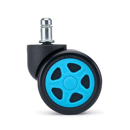 5x Ruedas Sillas Oficina 11x50mm SPEED, Recubrimiento Goma, Diseño Gaming, Color Turquesa