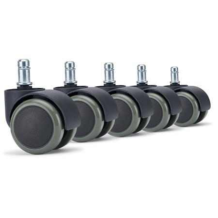 5x Ruedas Sillas Oficina ROLL, 11mm, con Recubrimiento de Goma color Gris