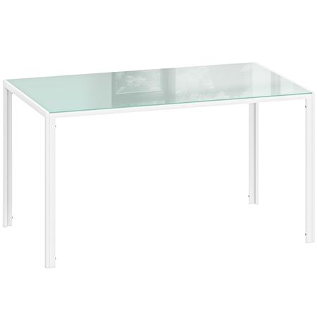 Mesa de Reuniones MAPUTO, 140x80x75 cm, Estructura Metálica y Vidrio templado, color Blanco