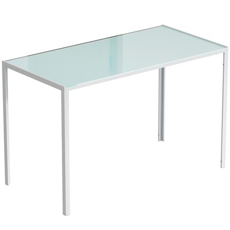 Mesa de Oficina MAPUTO, 120x60x75 cm, Estructura Metálica y Vidrio templado, color Blanco