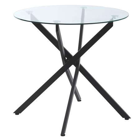Mesa de Reuniones ORBITA,  Ø80x75 cm, Cristal templado y Estructura Metálica, color Negro
