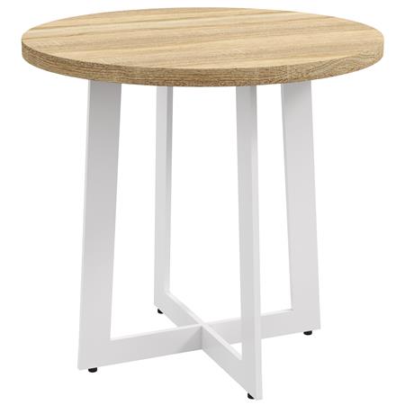 Mesa de Reuniones TACXA, Redonda, con Base de Acero, Ø80x75cm, en Madera color Roble