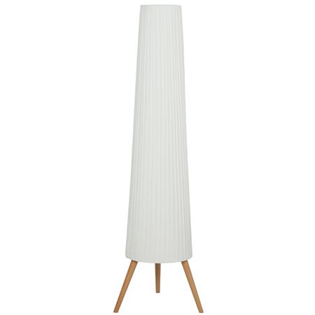 Lámpara de Oficina TRINI, Dimensiones 46x46x153 cm, Estructura en Madera, Pantalla de Tela color Blanco