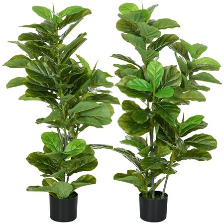 Lote de 2 unidades de la Planta de Oficina LUSH, Altura 110 cm, Ficus Artificial con Maceta Incluida
