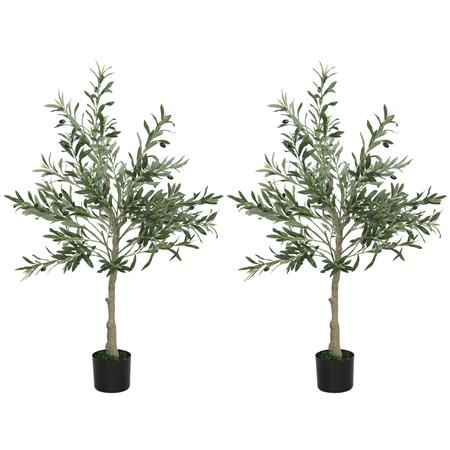 Lote de 2 unidades de la Planta de Oficina VERO, Altura 120 cm, Olivo Artificial con Maceta Incluida