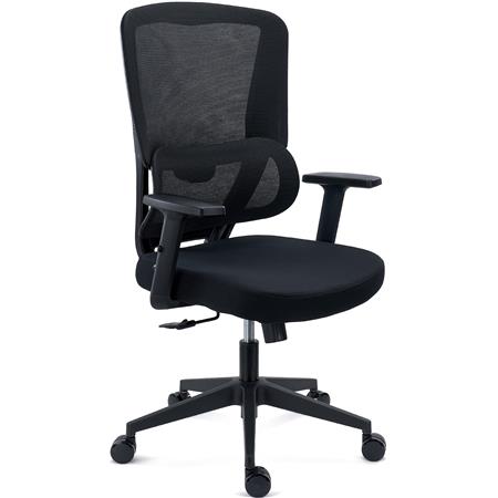 DEMO# Silla Ergonómica SUPRA, Soporte Lumbar Adaptable, Uso 8H, Tela y Malla Transpirable, Negro