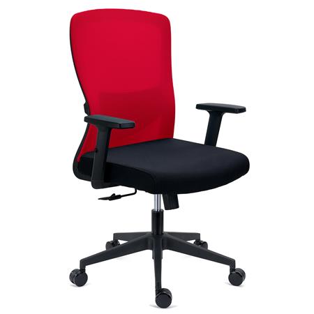 Silla de Oficina NOTE, Soporte Lumbar Ajustable, Confort 8H, Tela y Malla Transpirable Roja