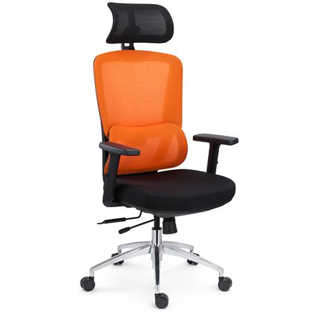 Silla Ergonómica SUPRA MAX, Avanzados Ajustes, Uso Profesional 8H, Tela y Malla Transpirable, Naranja