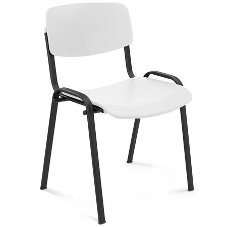 Silla de Confidente MILKA, Bonita y Polivalente, Apilable, Color Blanco y Patas Negras