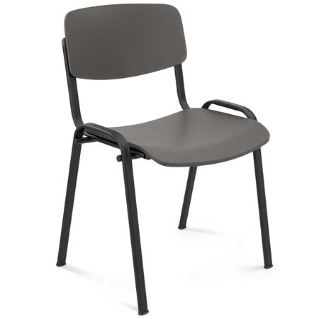 Silla de Confidente MILKA, Bonita y Polivalente, Apilable, Color Gris y Patas Negras