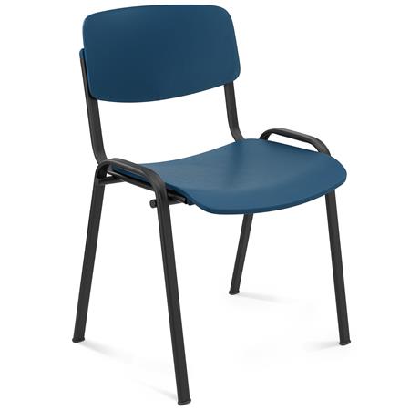 Silla de Confidente MILKA, Bonita y Polivalente, Apilable, Color Azul y Patas Negras