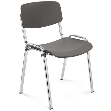 Silla de Confidente MILKA, Bonita y Polivalente, Apilable, Color Gris y Patas Cromadas