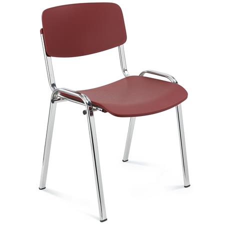 Silla de Confidente MILKA, Bonita y Polivalente, Apilable, Color Burdeos y Patas Cromadas