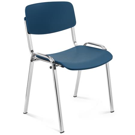 Silla de Confidente MILKA, Bonita y Polivalente, Apilable, Color Azul y Patas Cromadas