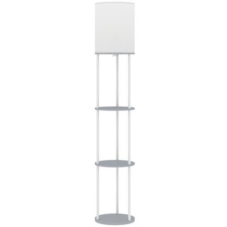 Lámpara de Oficina ORBE, Dimensiones 26x29x29x158 cm, con Estantes, en Madera color Gris