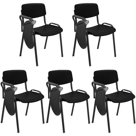 Lote de 5 Sillas de Confidente MILKA con PALA abatible, Bonitas y Polivalentes, Color Negro