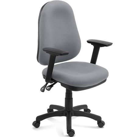 Silla Ergonómica ZENIT, Respaldo Ajustable en Altura, Brazos 3D, Gran Acolchado, Tela Gris