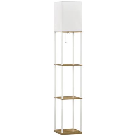Lámpara de Oficina LUXOR, Dimensiones 26x26x159 cm, con Estantes, en Madera, color Blanco