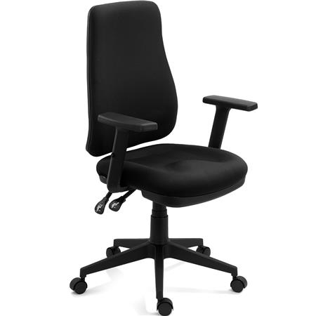 Silla Ergonómica FOCUS, Respaldo Ajustable en Altura, Asiento Anatómico, Brazos 3D, Tela Negra