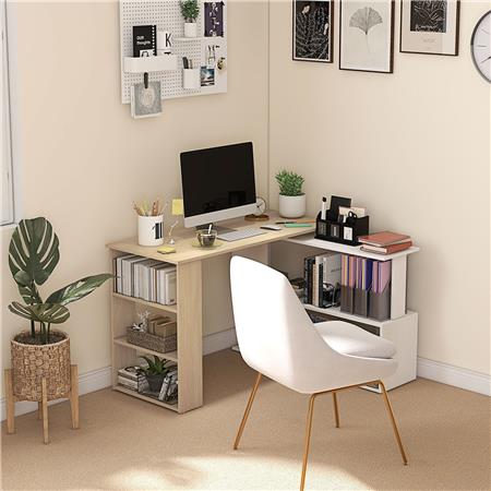 Mesa para Ordenador ANDRADE,120x110x74,5 cm, en Madera, color Blanco y Roble