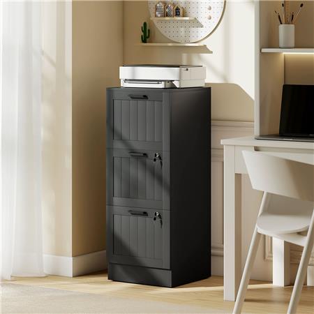 Archivador CAMY, 3 cajones, 40x40x101 cm, en Madera, color Negro