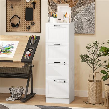 Archivador CAMY, 4 cajones, 40x40x131 cm, en Madera, color Blanco