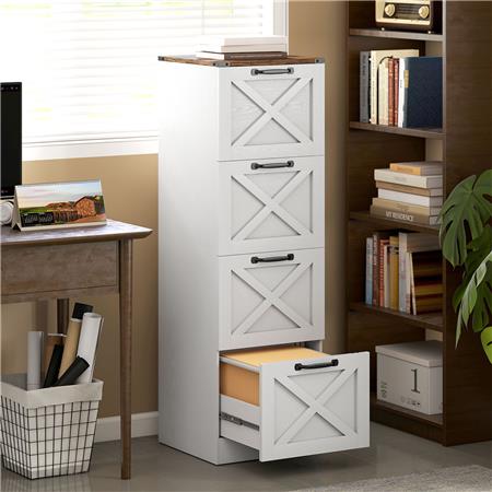 Archivador MARA, 4 CAJONES, 40x40x131 cm, en Madera, color Blanco