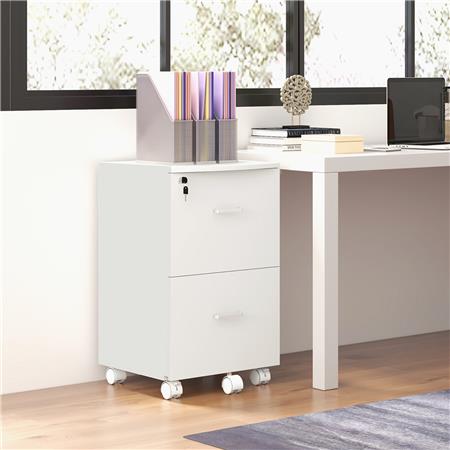 Archivador TANIA, 2 Cajones, 43x45x72 cm, con Ruedas, color Blanco