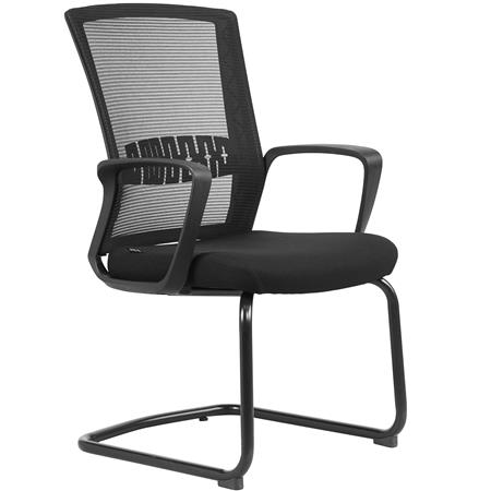 Silla de Confidente IBIZA V, Base Metálica Negra, Soporte Lumbar, En Negro