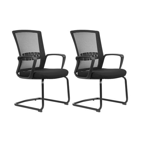 Lote de 2 Sillas Confidente IBIZA V, Base Metálica Negra, Soporte Lumbar, En Negro
