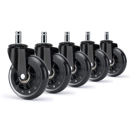 Lote de 5 Ruedas para Sillas de Oficina H1, 11x50 mm, Transparentes y Negras