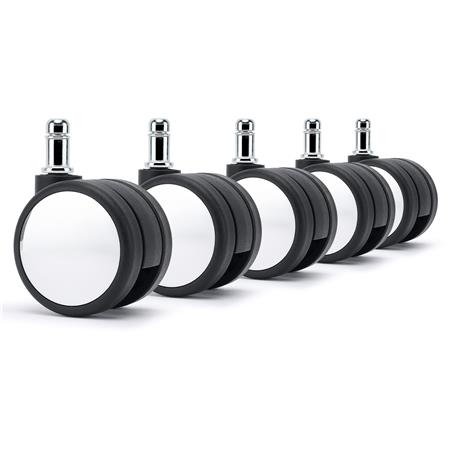 Lote de 5 Ruedas para Sillas de Oficina H2, 11x50 mm, Superficies Delicadas, Negro y Blanco