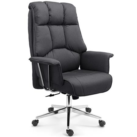 Sillón de Oficina PRESIDENT, Máximo Confort, Doble Acolchado, Muy Elegante, Tela Gris Oscuro